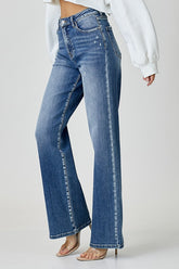 RISEN High Waist Stretch Jeans with Functional Pockets - Flattering Fit